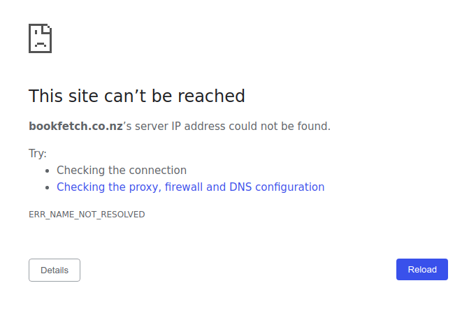 Bookfetch.co.nz fails to resolve