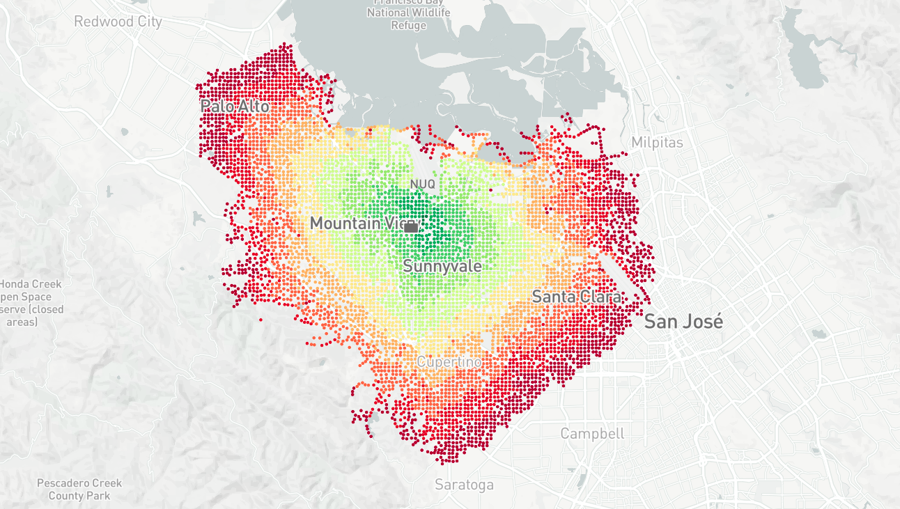 Travel time map