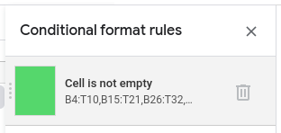 Conditional formatting setting